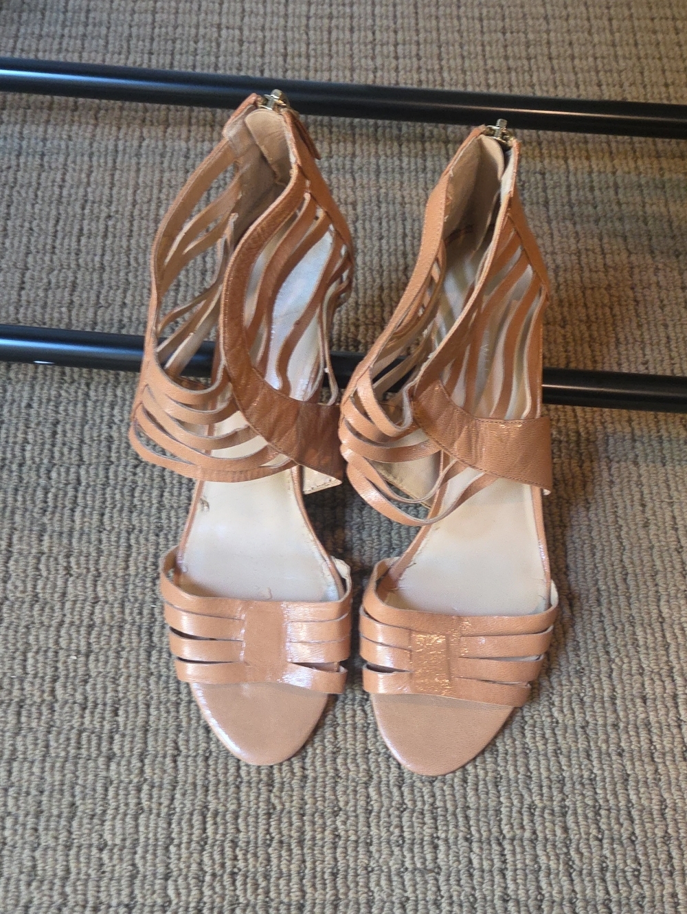 Nine West Tan Strappy Open-Toe Heeled Sandals